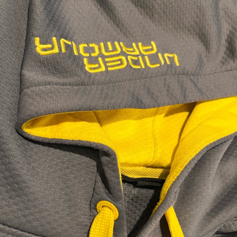 Under Armour Men's Charcoal Hoodie with Bright Yellow Details - Picture 2 of 8